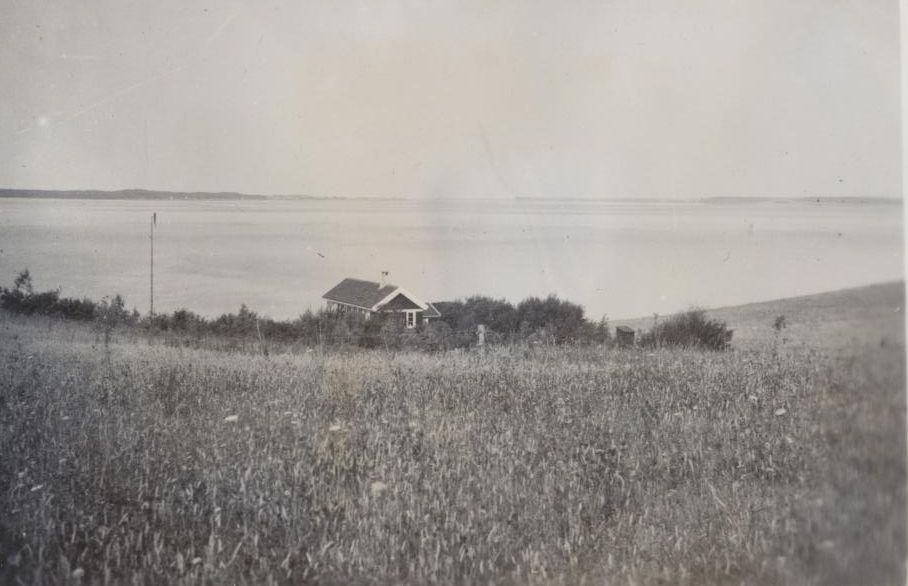 Historisk billede af de første huse